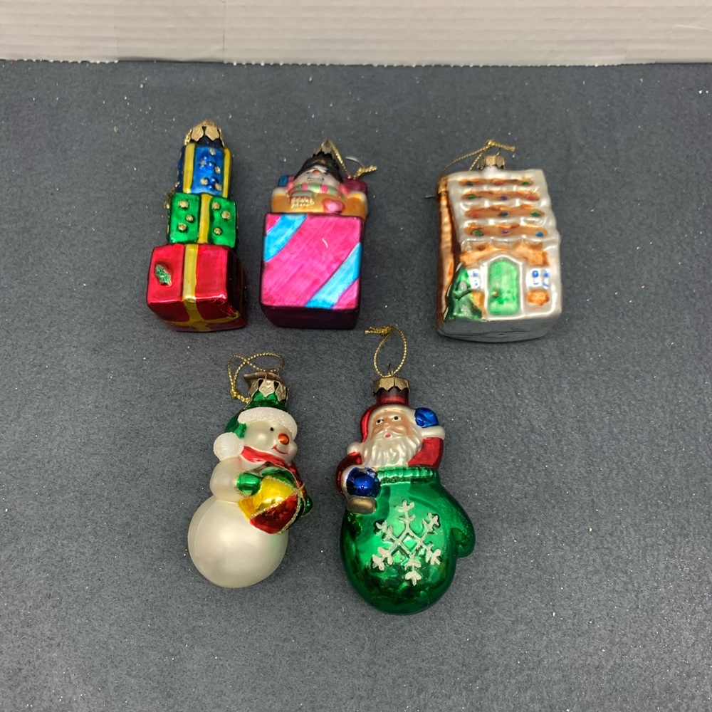 Thomas Pacconi Christmas Ornaments Blown Glass Set of 5